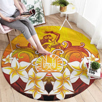 Tahiti Heiva Festival Round Carpet Tahitian Vahine Plumeria Flowers