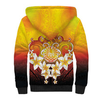 Tahiti Heiva Festival Sherpa Hoodie Tahitian Vahine Plumeria Flowers