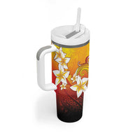 Tahiti Heiva Festival Tumbler With Handle Tahitian Vahine Plumeria Flowers
