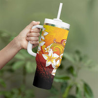 Tahiti Heiva Festival Tumbler With Handle Tahitian Vahine Plumeria Flowers