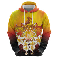 Tahiti Heiva Festival Zip Hoodie Tahitian Vahine Plumeria Flowers