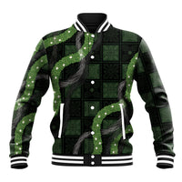 Hawaiian Quilt Baseball Jacket Pele Hair Hinahina Lei Black Version