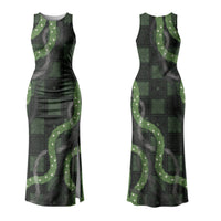 Hawaiian Quilt Family Matching Tank Maxi Dress and Hawaiian Shirt Pele Hair Hinahina Lei Black Version LT05 Mom's Dress Black - Polynesian Pride