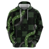 Hawaiian Quilt Hoodie Pele Hair Hinahina Lei Black Version LT05 - Polynesian Pride