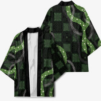 Hawaiian Quilt Kimono Pele Hair Hinahina Lei Black Version