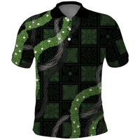 Hawaiian Quilt Polo Shirt Pele Hair Hinahina Lei Black Version LT05 Black - Polynesian Pride
