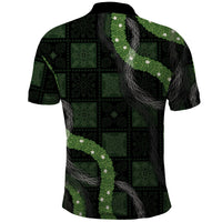 Hawaiian Quilt Polo Shirt Pele Hair Hinahina Lei Black Version LT05 - Polynesian Pride