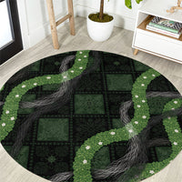 Hawaiian Quilt Round Carpet Pele Hair Hinahina Lei Black Version LT05 Black - Polynesian Pride