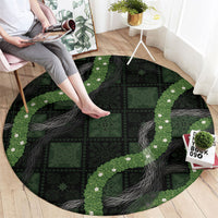 Hawaiian Quilt Round Carpet Pele Hair Hinahina Lei Black Version LT05 - Polynesian Pride