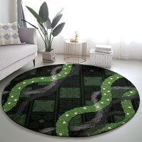 Hawaiian Quilt Round Carpet Pele Hair Hinahina Lei Black Version LT05 - Polynesian Pride