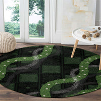 Hawaiian Quilt Round Carpet Pele Hair Hinahina Lei Black Version LT05 - Polynesian Pride