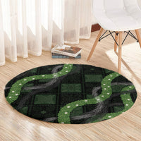 Hawaiian Quilt Round Carpet Pele Hair Hinahina Lei Black Version LT05 - Polynesian Pride