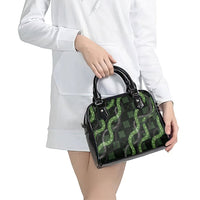 Hawaiian Quilt Shoulder Handbag Pele Hair Hinahina Lei Black Version LT05 - Polynesian Pride
