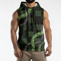 Hawaiian Quilt Sleeveless Hoodie Pele Hair Hinahina Lei Black Version