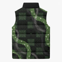 Hawaiian Quilt Sleeveless Puffer Jacket Pele Hair Hinahina Lei Black Version LT05 - Polynesian Pride