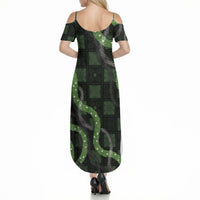 Hawaiian Quilt Summer Maxi Dress Pele Hair Hinahina Lei Black Version LT05 - Polynesian Pride