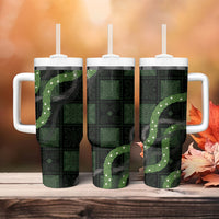 Hawaiian Quilt Tumbler With Handle Pele Hair Hinahina Lei Black Version