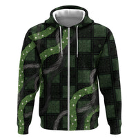 Hawaiian Quilt Zip Hoodie Pele Hair Hinahina Lei Black Version LT05 Zip Hoodie Black - Polynesian Pride