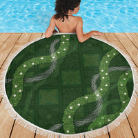 Hawaiian Quilt Beach Blanket Pele Hair Hinahina Lei Green Version LT05 - Polynesian Pride