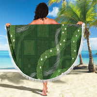 Hawaiian Quilt Beach Blanket Pele Hair Hinahina Lei Green Version LT05 - Polynesian Pride