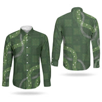 Hawaiian Quilt Couples Matching Short Sleeve Bodycon Dress and Long Sleeve Button Shirt Pele Hair Hinahina Lei Green Version LT05 - Polynesian Pride