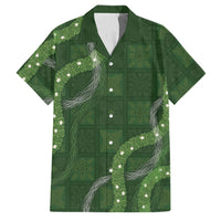 Hawaiian Quilt Family Matching Long Sleeve Bodycon Dress and Hawaiian Shirt Pele Hair Hinahina Lei Green Version LT05 Dad's Shirt - Short Sleeve Green - Polynesian Pride