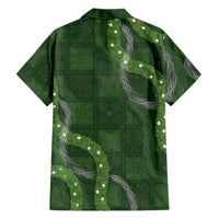 Hawaiian Quilt Family Matching Long Sleeve Bodycon Dress and Hawaiian Shirt Pele Hair Hinahina Lei Green Version LT05 Dad's Shirt - Long Sleeve Green - Polynesian Pride