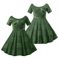 Hawaiian Quilt Family Matching Off The Shoulder Long Sleeve Dress and Hawaiian Shirt Pele Hair Hinahina Lei Green Version LT05 Daughter's Dress Green - Polynesian Pride
