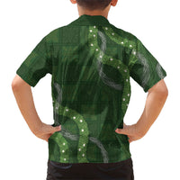 Hawaiian Quilt Family Matching Summer Maxi Dress and Hawaiian Shirt Pele Hair Hinahina Lei Green Version
