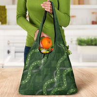 Hawaiian Quilt Grocery Bag Pele Hair Hinahina Lei Green Version