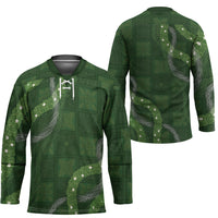 Hawaiian Quilt Hockey Jersey Pele Hair Hinahina Lei Green Version