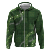 Hawaiian Quilt Hoodie Pele Hair Hinahina Lei Green Version LT05 Zip Hoodie Green - Polynesian Pride