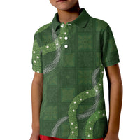 Hawaiian Quilt Kid Polo Shirt Pele Hair Hinahina Lei Green Version