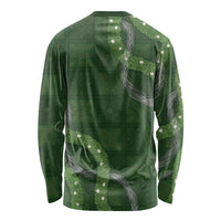 Hawaiian Quilt Long Sleeve Shirt Pele Hair Hinahina Lei Green Version