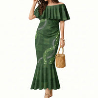 Hawaiian Quilt Mermaid Dress Pele Hair Hinahina Lei Green Version LT05 Women Green - Polynesian Pride