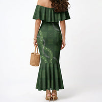 Hawaiian Quilt Mermaid Dress Pele Hair Hinahina Lei Green Version LT05 - Polynesian Pride