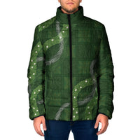 Hawaiian Quilt Padded Jacket Pele Hair Hinahina Lei Green Version LT05 Men Green - Polynesian Pride