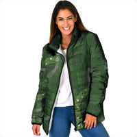 Hawaiian Quilt Padded Jacket Pele Hair Hinahina Lei Green Version LT05 Women Green - Polynesian Pride