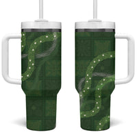 Hawaiian Quilt Tumbler With Handle Pele Hair Hinahina Lei Green Version