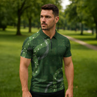 Hawaiian Quilt Zipper Polo Shirt Pele Hair Hinahina Lei Green Version LT05 - Polynesian Pride