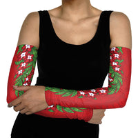 Tonga Language Week Arm Sleeves Heilala Floral Red LT05 - Polynesian Pride