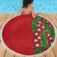 Tonga Language Week Beach Blanket Heilala Floral Red LT05 - Polynesian Pride