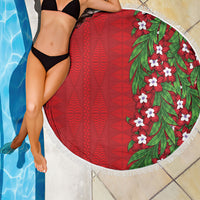 Tonga Language Week Beach Blanket Heilala Floral Red LT05 - Polynesian Pride