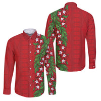Tonga Language Week Family Matching Long Sleeve Bodycon Dress and Hawaiian Shirt Heilala Floral Red LT05 Dad's Shirt - Long Sleeve Red - Polynesian Pride