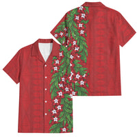 Tonga Language Week Family Matching Summer Maxi Dress and Hawaiian Shirt Heilala Floral Red LT05 Dad's Shirt - Short Sleeve Red - Polynesian Pride