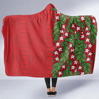 Tonga Language Week Hooded Blanket Heilala Floral Red LT05 One Size Red - Polynesian Pride