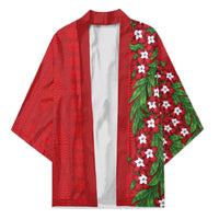 Tonga Language Week Kimono Heilala Floral Red LT05 Unisex Red - Polynesian Pride