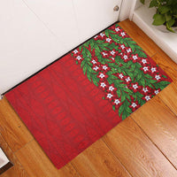 Tonga Language Week Rubber Doormat Heilala Floral Red LT05 - Polynesian Pride