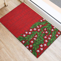 Tonga Language Week Rubber Doormat Heilala Floral Red LT05 - Polynesian Pride