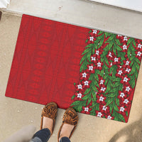 Tonga Language Week Rubber Doormat Heilala Floral Red LT05 - Polynesian Pride